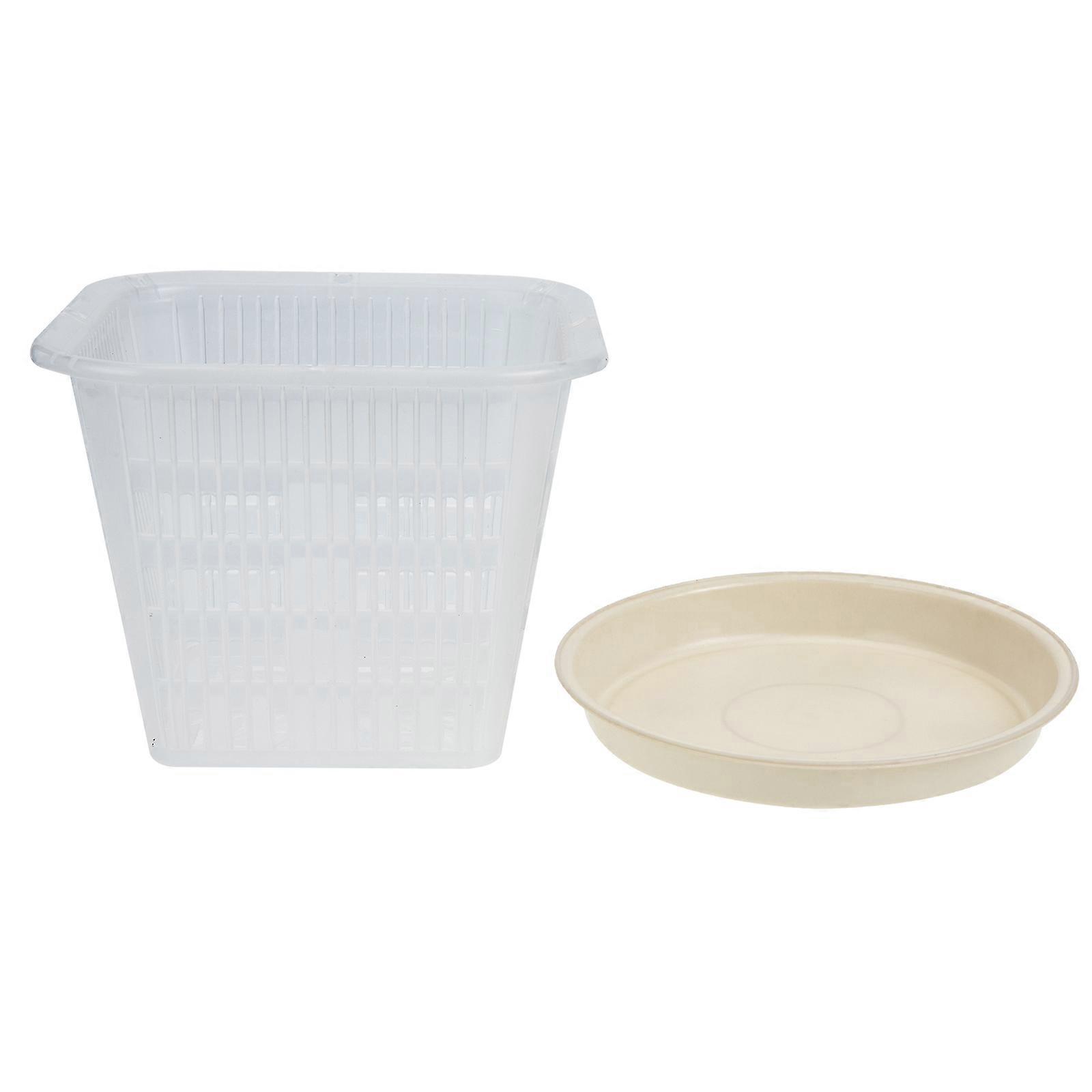 Flower Pot Root Control Breathable Planter Indoor Balcony Use 14x14cm PP Simple Design 2Pcs