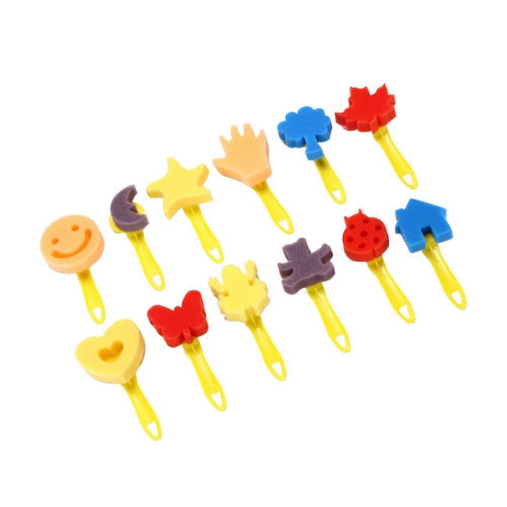 Assorted Color Sponge Brush Set for Kids Art Lessons and Painting 12 Pieces
