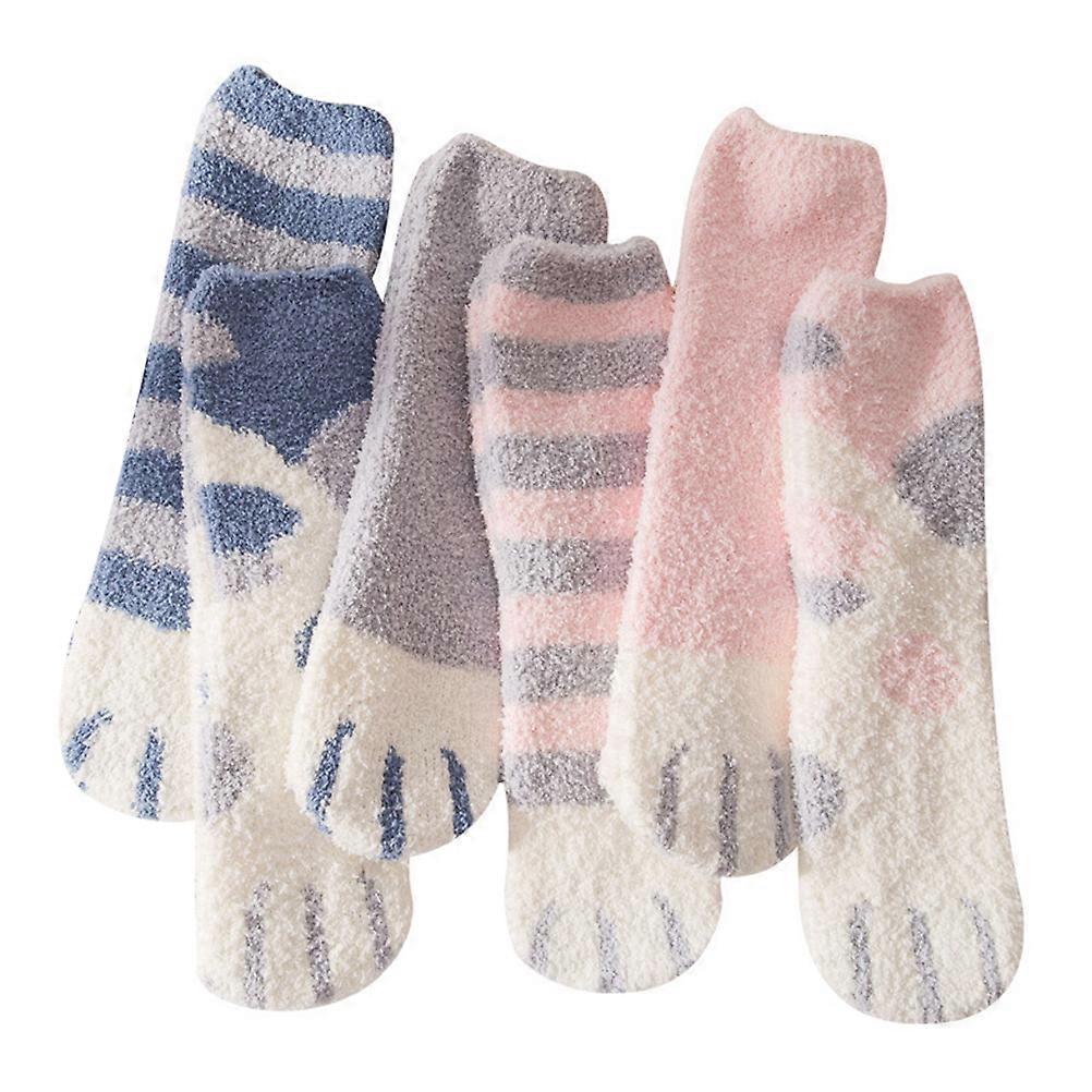 6 Pairs Plush Floor Socks Thickened Design Cozy Experience For Sleeping Odorless Material