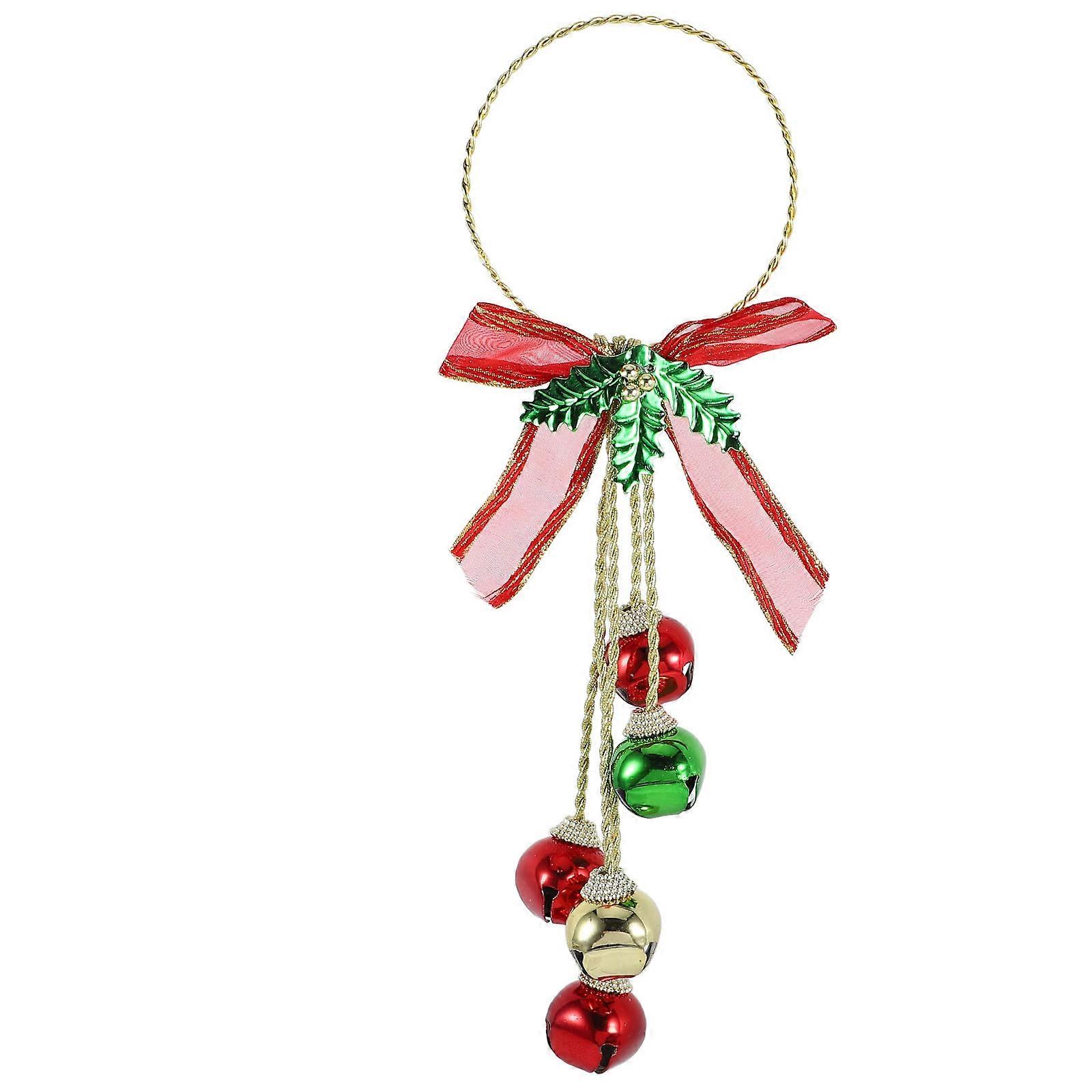 Christmas Decorative Bells Set with Jingle Bells and Bowknot Pendant for Holiday Craft Projects Multi