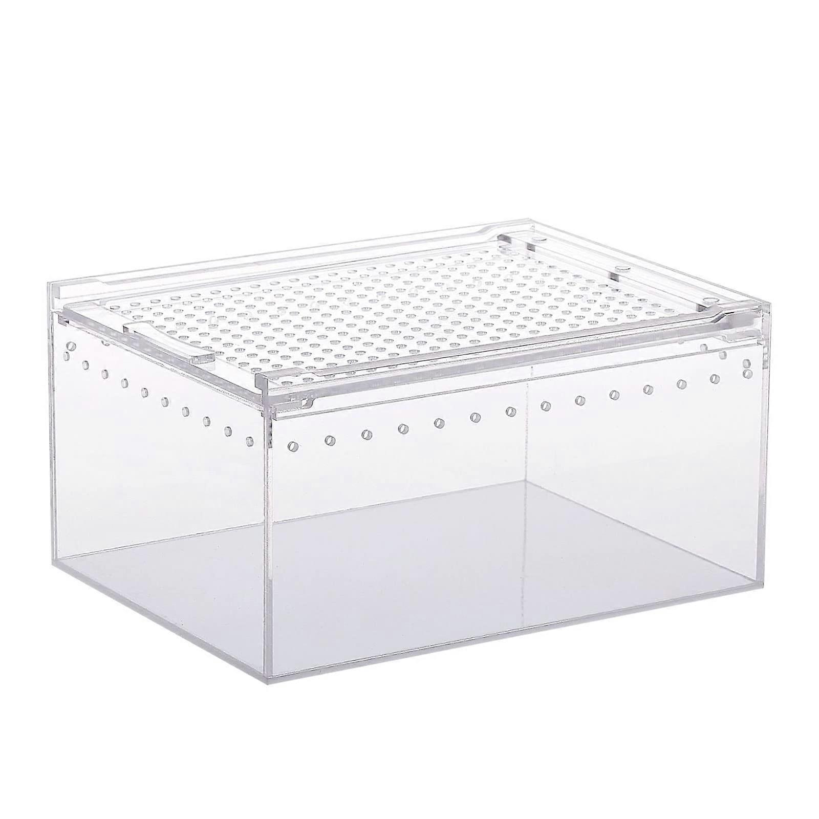 Futterbox Acrylic Cage Clear Design Cube Container for Spiders Lizards Snakes Snails Turtles Small Animals 20x15x10