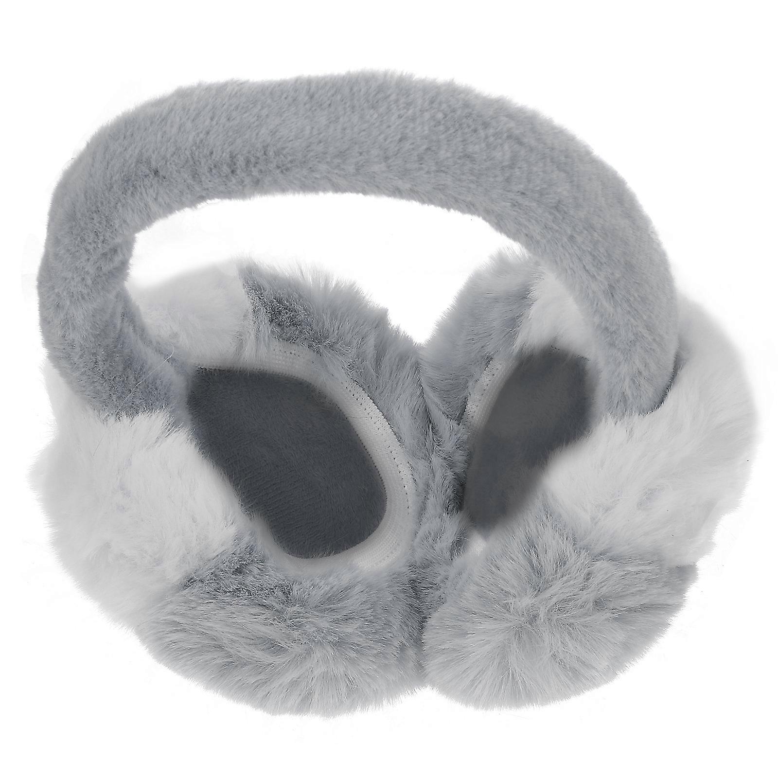 Soft Ear Warmers Round Shape Winter Accessory Ear Muff Grey Windproof 1Set