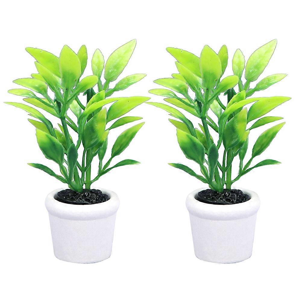 Mini Dollhouse Plant Model for Decoration 2Pcs Assorted Color Plastic