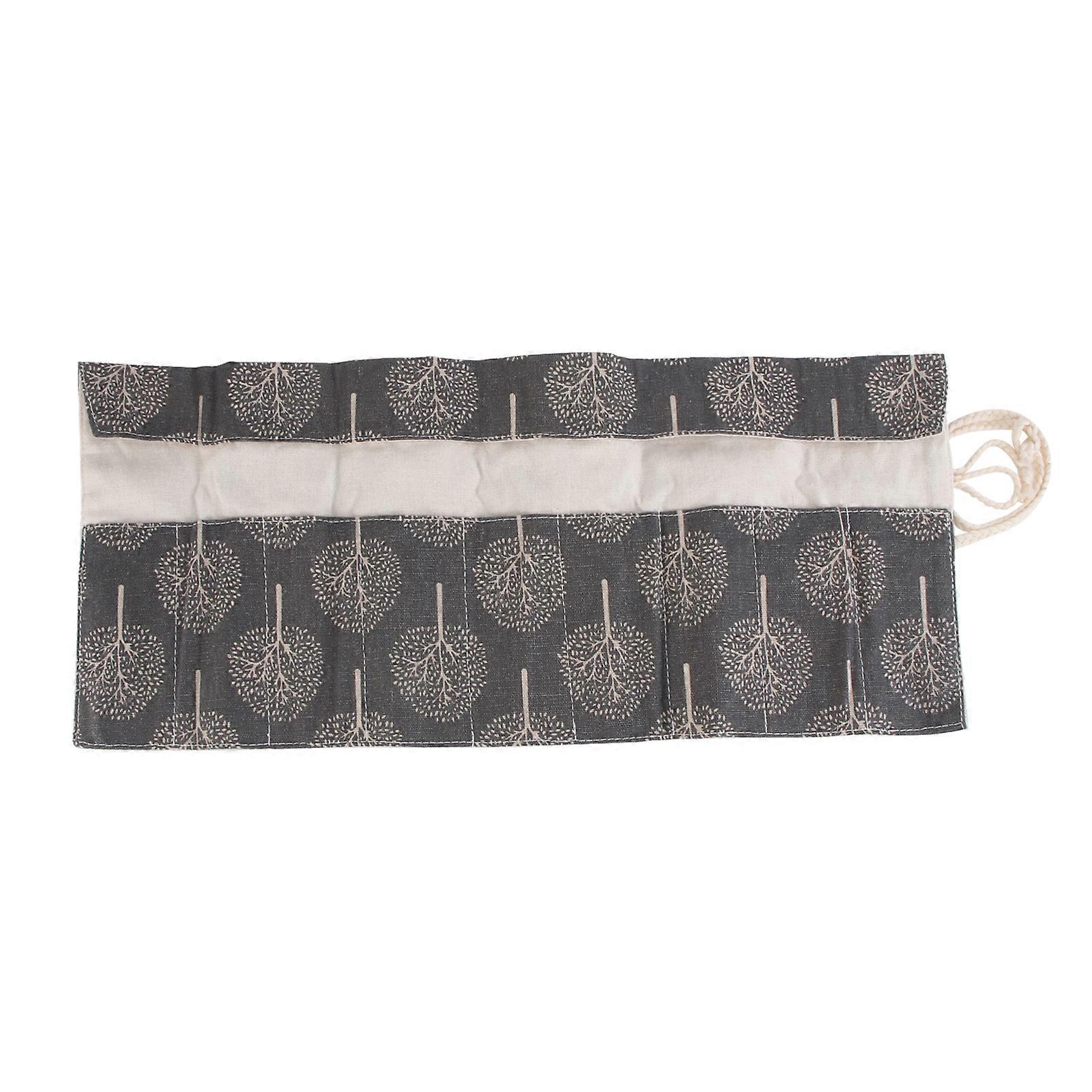 Canvas Pencil Wrap Organizer For Artists And Friends In Grey Color With 48 Slots And Portable Design In 55X23 Cm Size 1Set