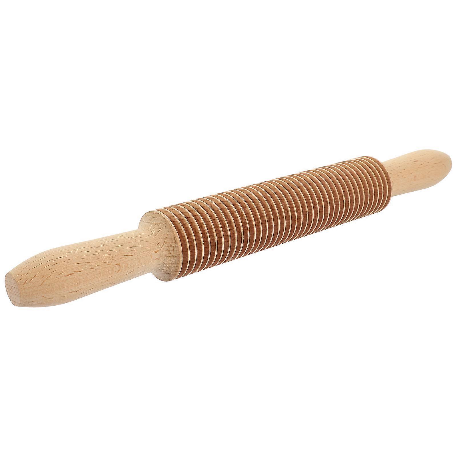 Spaghetti Pasta Noodle Lattice Roller Dough Wooden Rolling Pin
