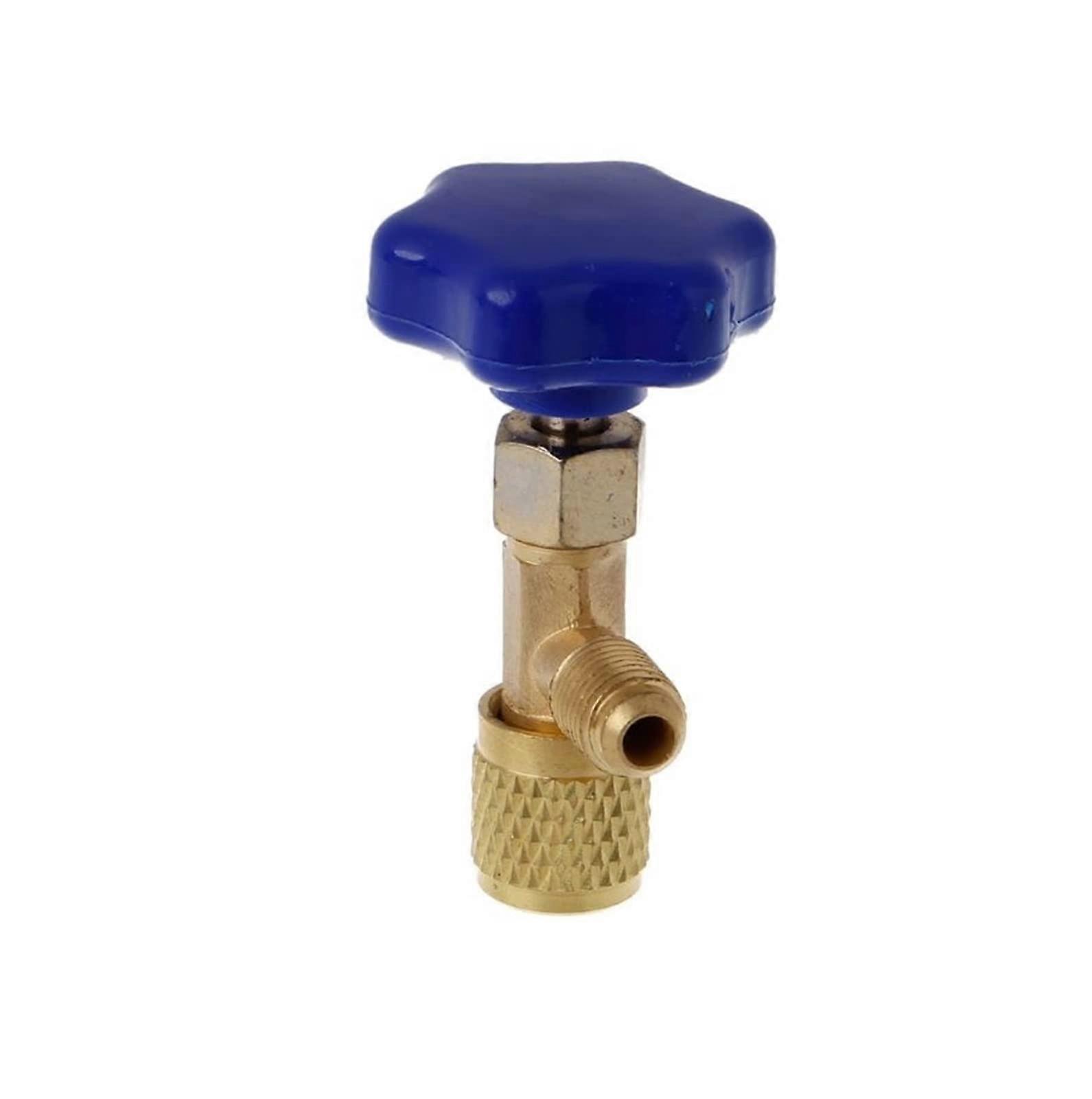 Xwang Store 1 PC 1/4 Refrigerant Dosing Valve Coolant Can Tap Opener Compatible With R22 R134A R410A Auto Vehicle Interior Accessories (Color: Blue)