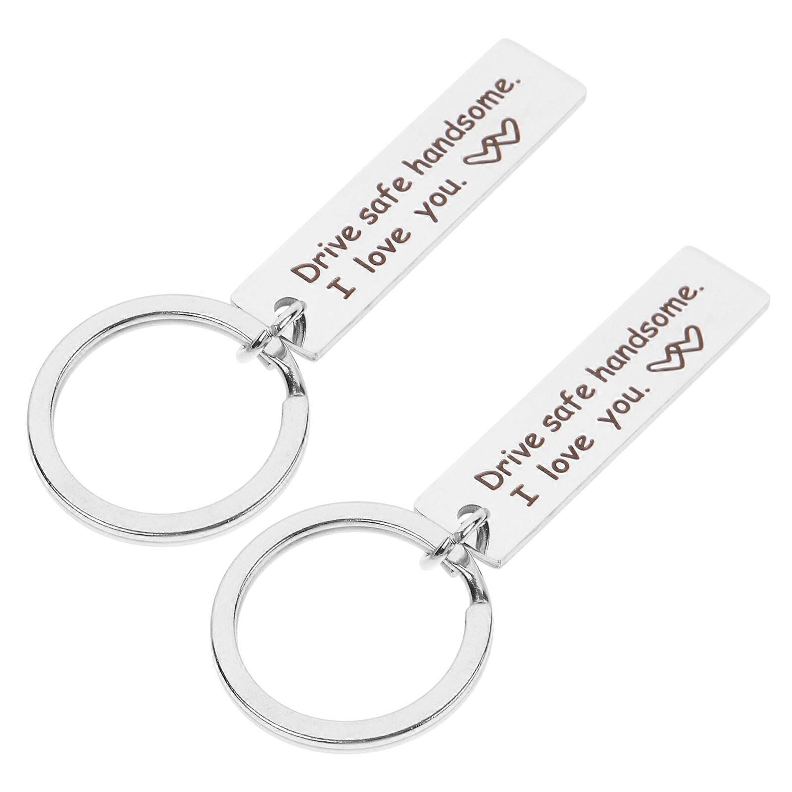 Drive Safe Keychain for Car Lovers in Silver Featuring A Simple and Stylish Design Perfect for Various Occasions 2Pcs