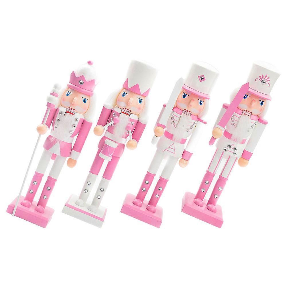 Nutcracker Soldier Decor Wooden Festival Nutcracker Figures for 4Pcs