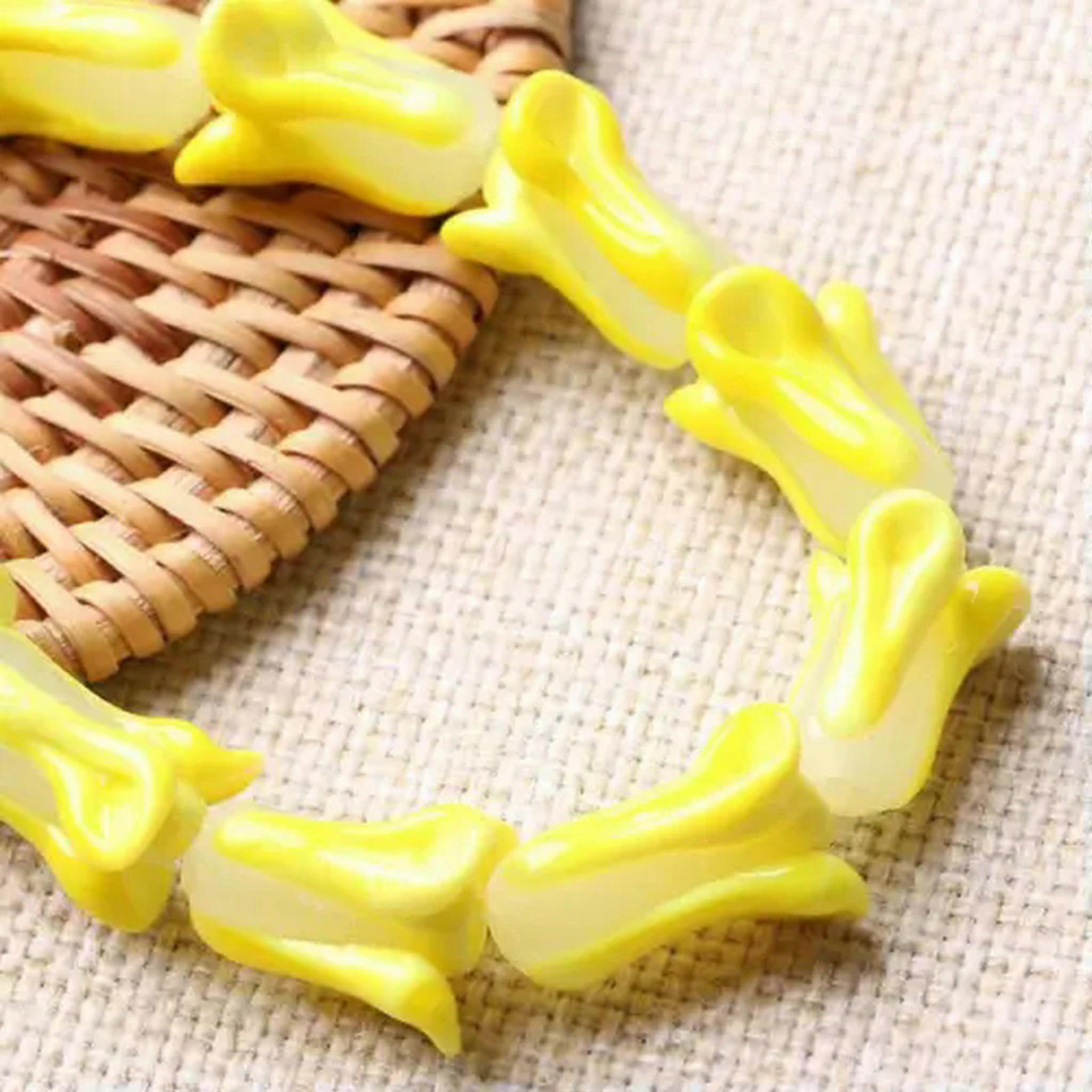 Handmade lampwork loose beads  20x10mm Chinese cabbage style, yellow