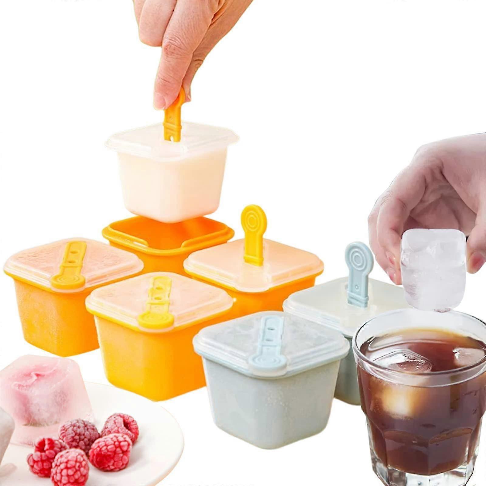 Ice Cube Tray with No-Spill Removable Lid, Easy-Release Material and Flexible 6-Ice Trays, Flexible Ice Trays for Freezer, Whiskey, Cocktail and Drink
