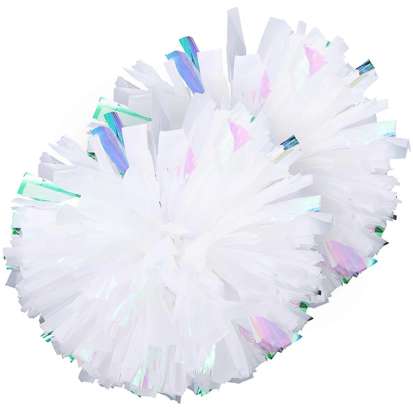 White Cheerleading Pom Poms Made of PE Durable and Lightweight Perfect for Game Playing Sports Events