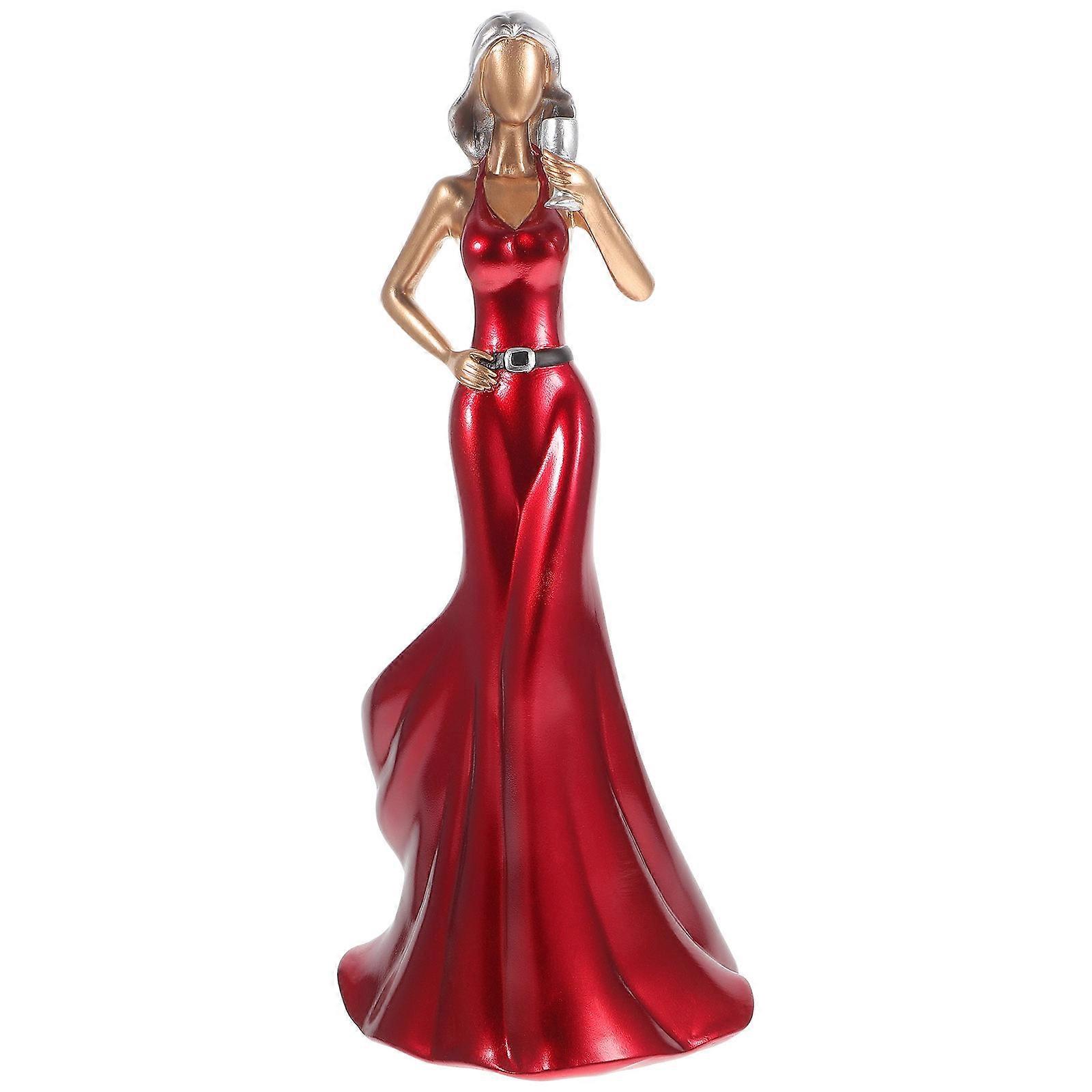Unique Bottle Storage Rack Featuring Lady Figure With Fan For Home Decor 34X16X14Cm 1Set