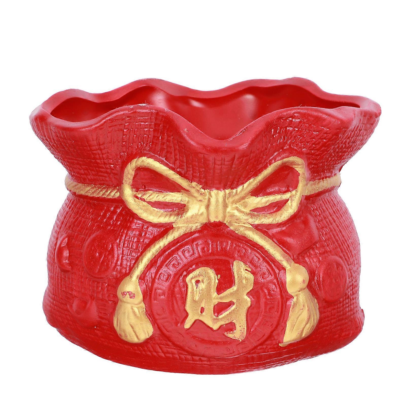 Small Ceramic Planter Pot 1Pcs Unique Flower Arrangement Holder Designed For Home Use With Red Elegant Appearance