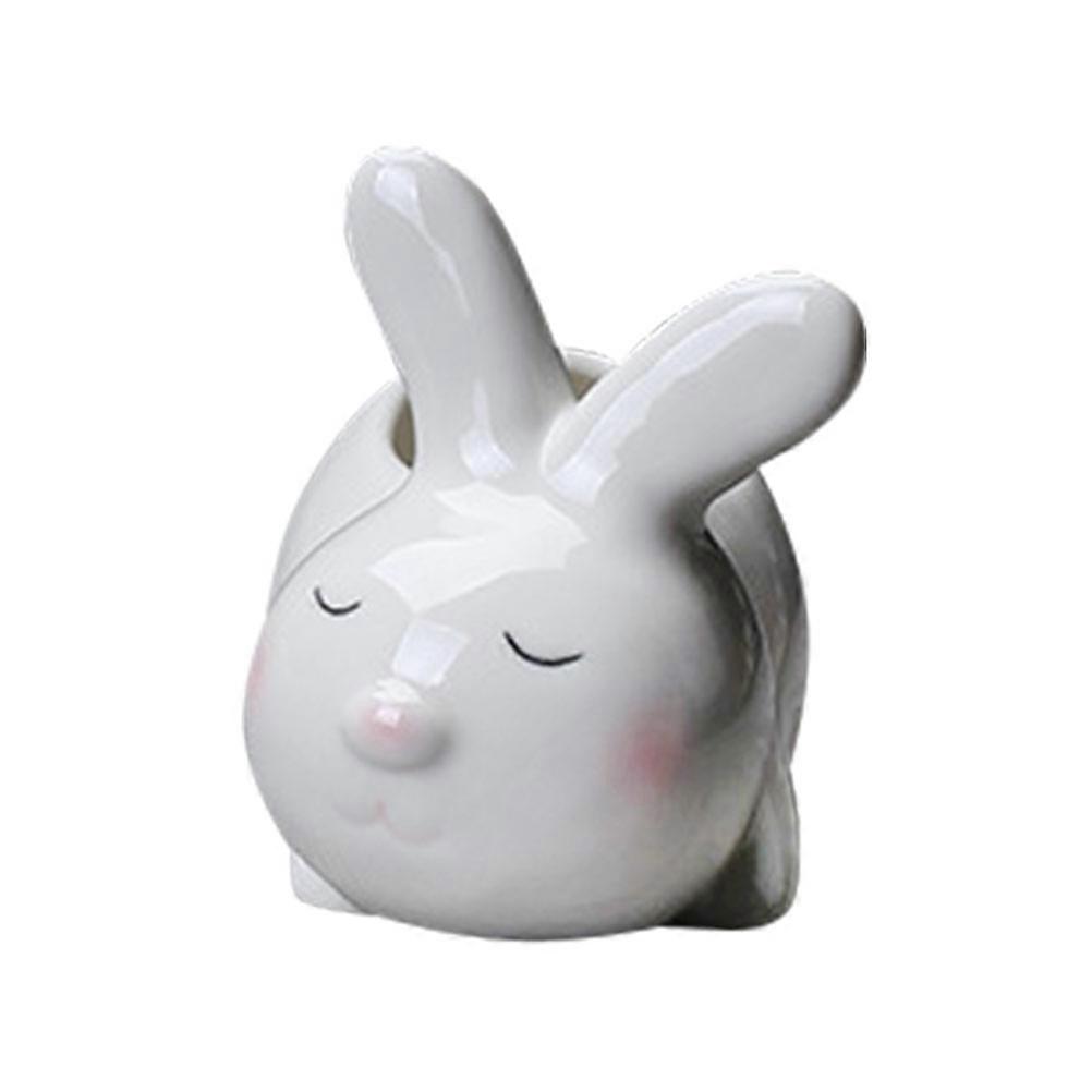Rabbit Shaped Flowerpot Adorable Cartoon Design Home Tabletop Ornament 11.5x8.4cm 1 Set