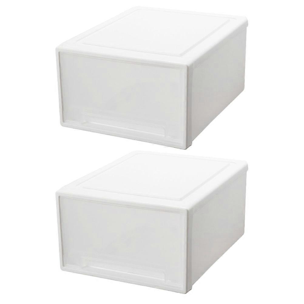 2Pcs Home Wardrobe Closet Organizer Drawer Type Storage Box for Clothes and Toys