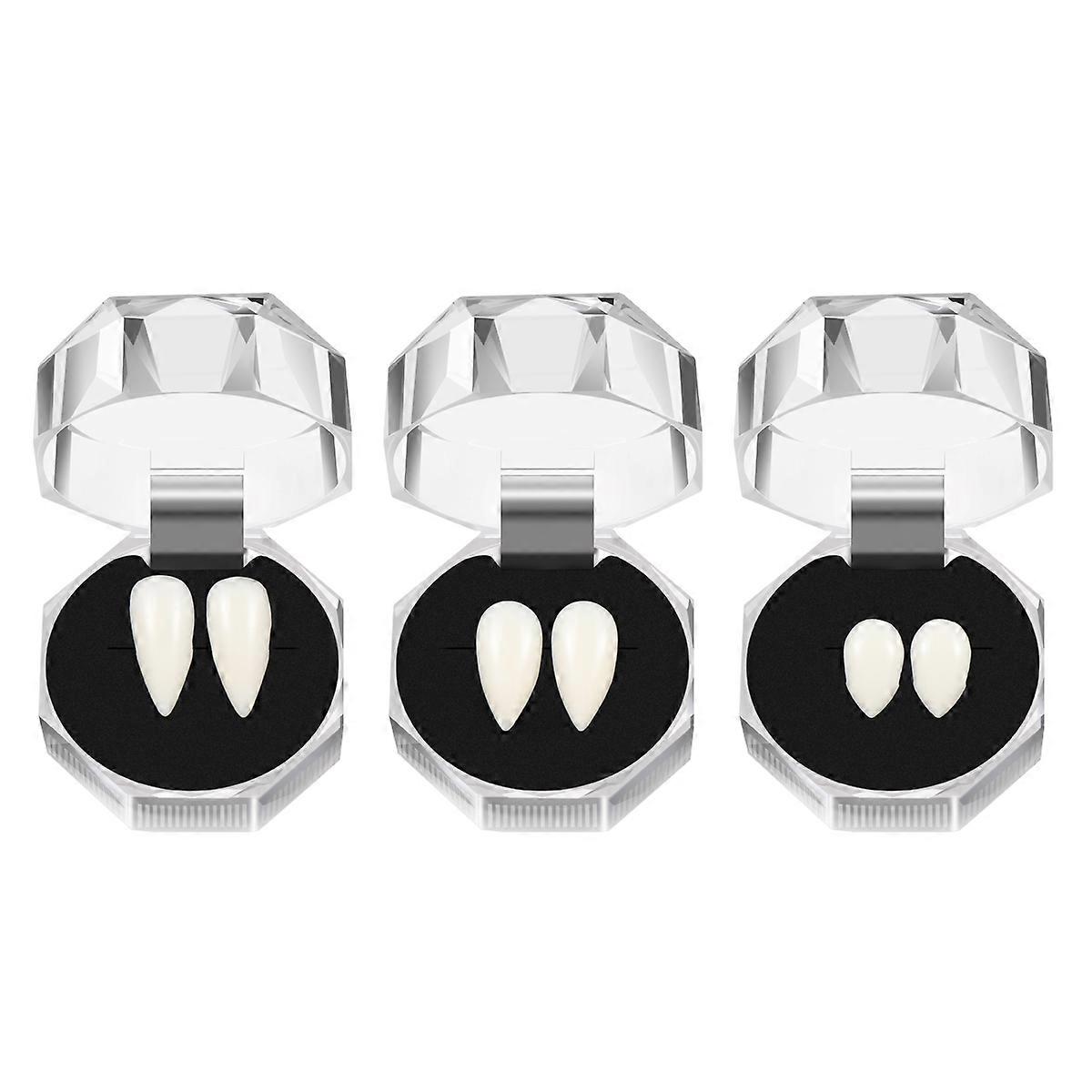 VORCOOL 3 Pairs Custom Fangs Cosplay Teeth Dentures for Halloween Party Props