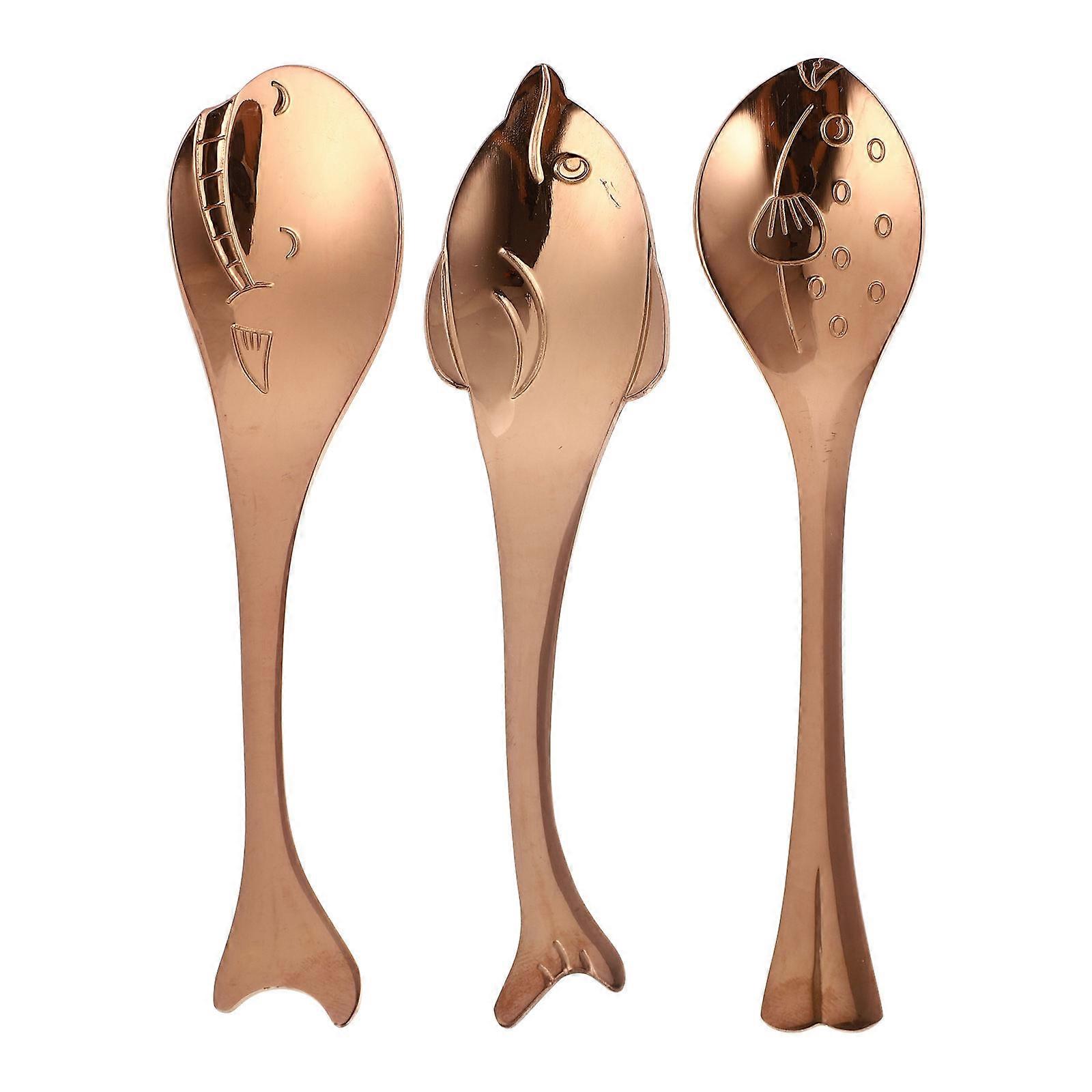 Cute Coffee Tablespoons In Golden Color With 13x3.2cm Dimensions Designed For Commercial Use And Home Enjoyment From Stainless Steel 3Set