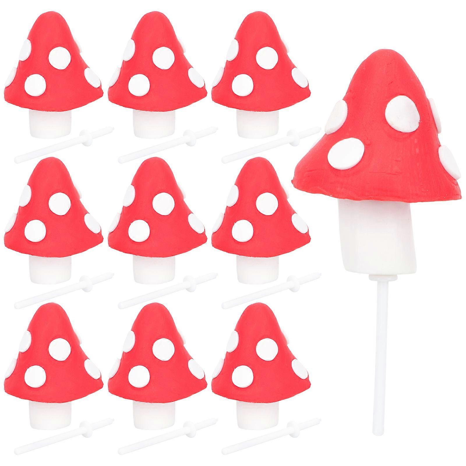 Adorable Mini Mushrooms for Cake Decoration Made of Polymer Clay in Red Color Small Size