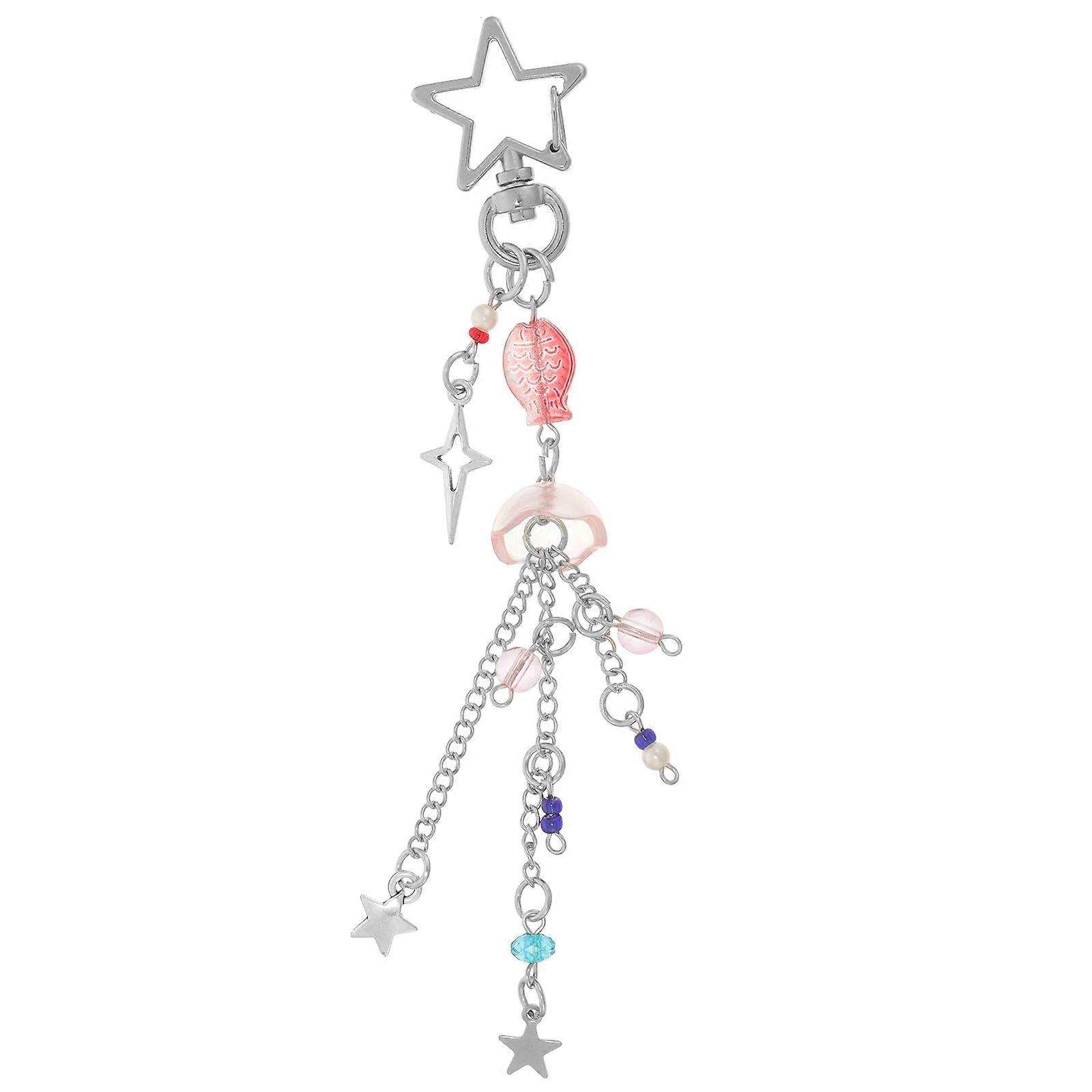 Cute Star Phone Charm Strap with Durable Jellyfish Keychain Pendant – Easy Attach Accessory for Phone Case, Purse, or Party Favor – Creative Ocean