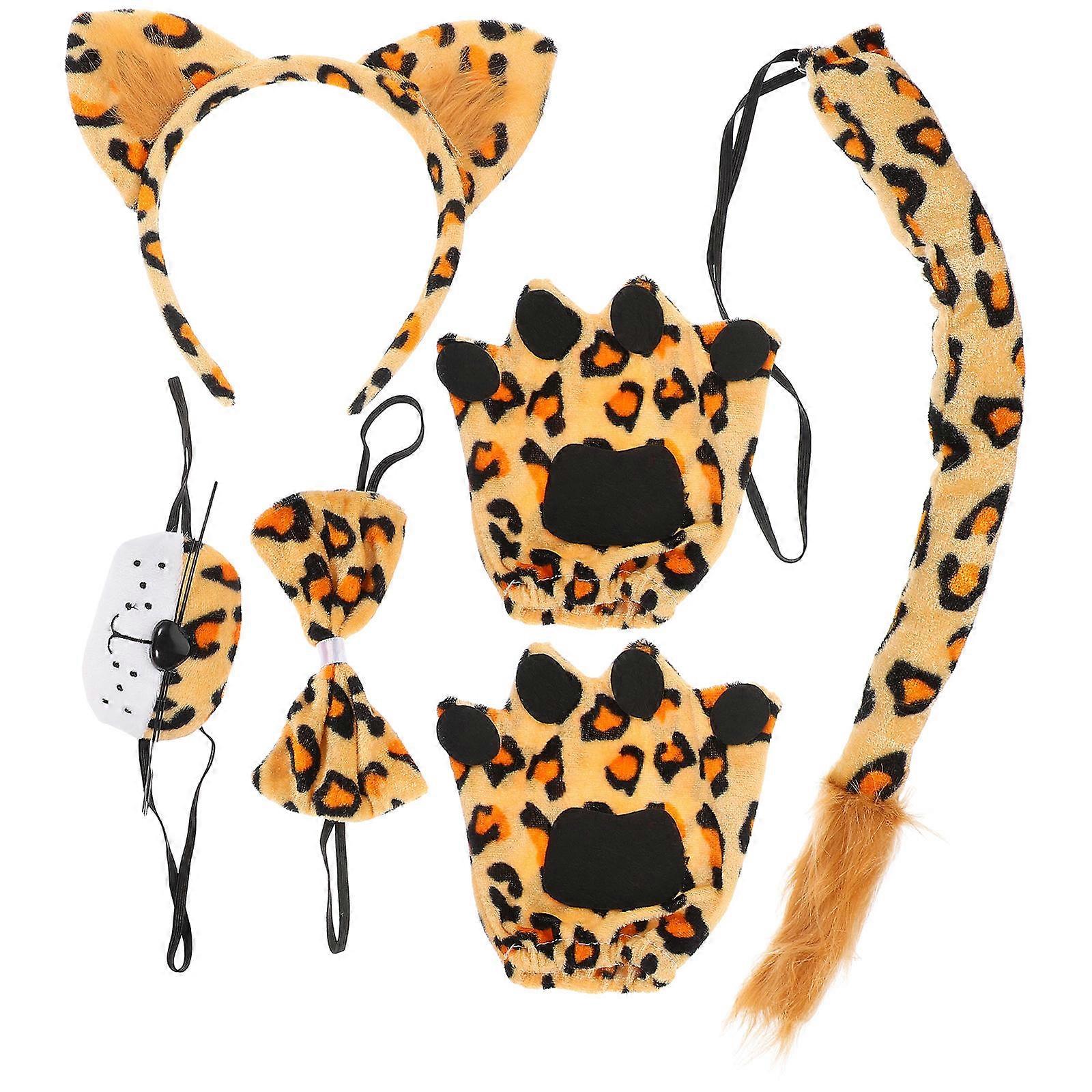 Leopard Costume Set 1 Set Cosplay Tail And Bowtie Ideal For Festivals 8.5X6.00X2.00cm Lightweight Cloth Material