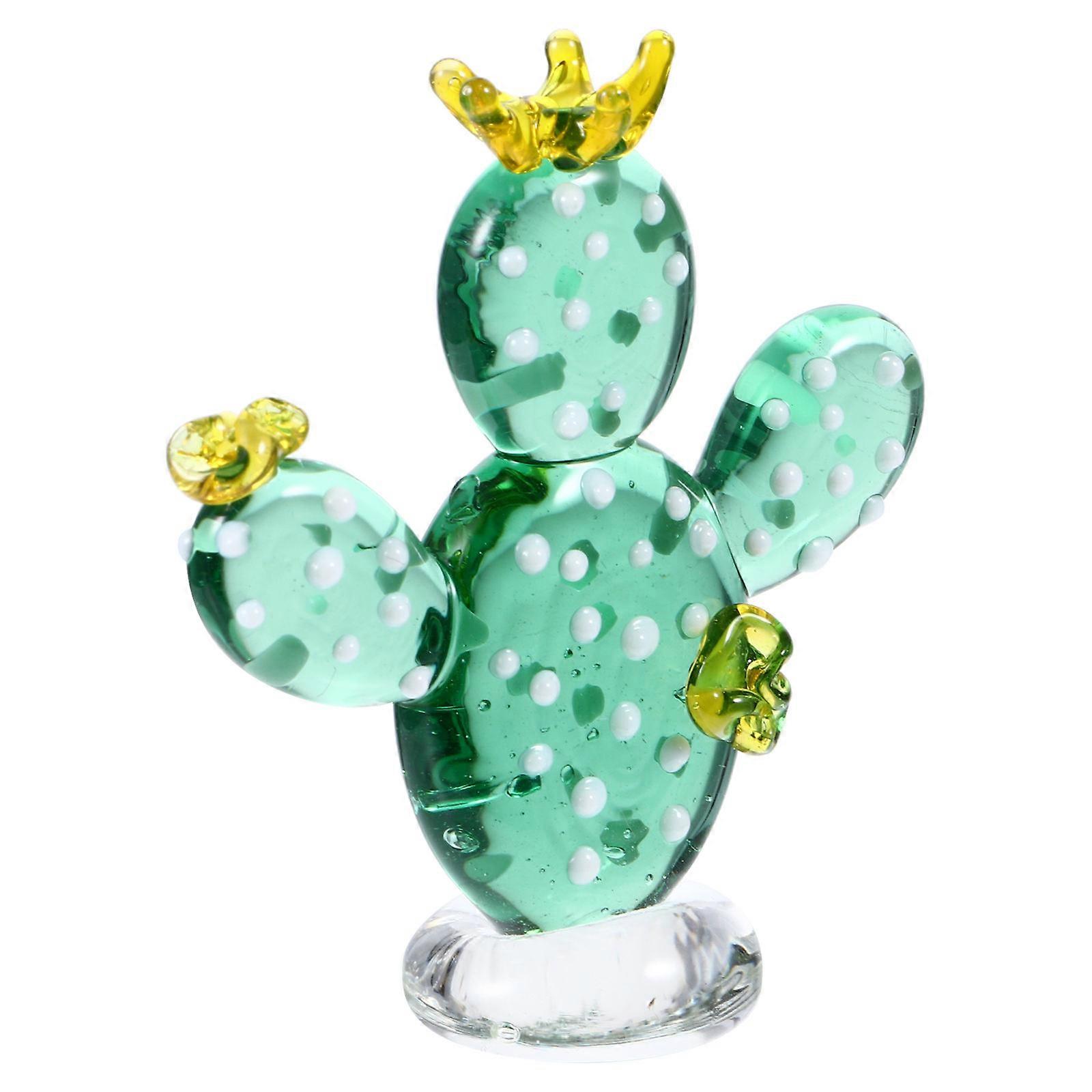 Cactus Shape Desktop Adornment Crafted From Glass Material 1Pc