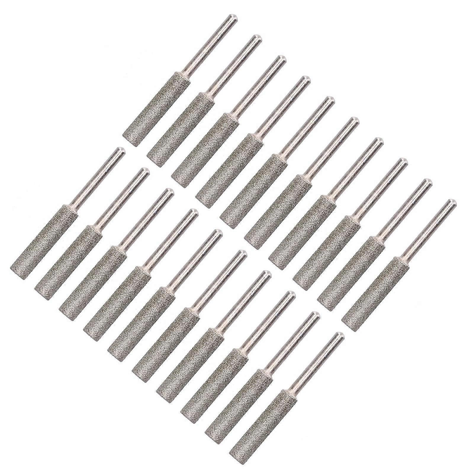 20Pcs Chainsaw Sharpener Burr Grinding Head Rotating File Sharpening Tool Set KitSilver 5.5mm