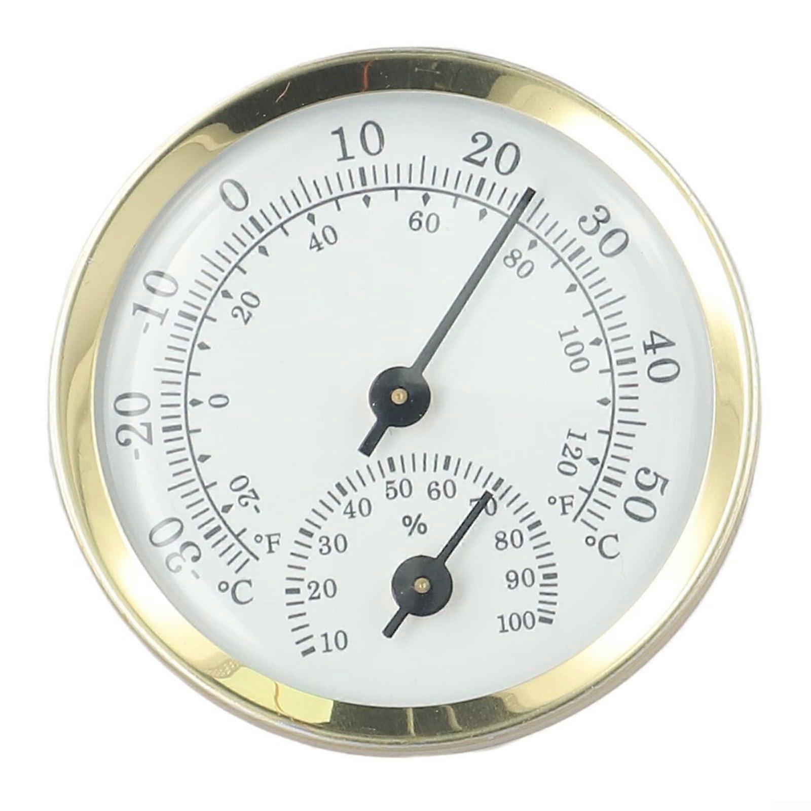 Indoor Hygrometer and Thermometer Mechanical Gauge Analog Dial, Compact Size, For Home, Office, School