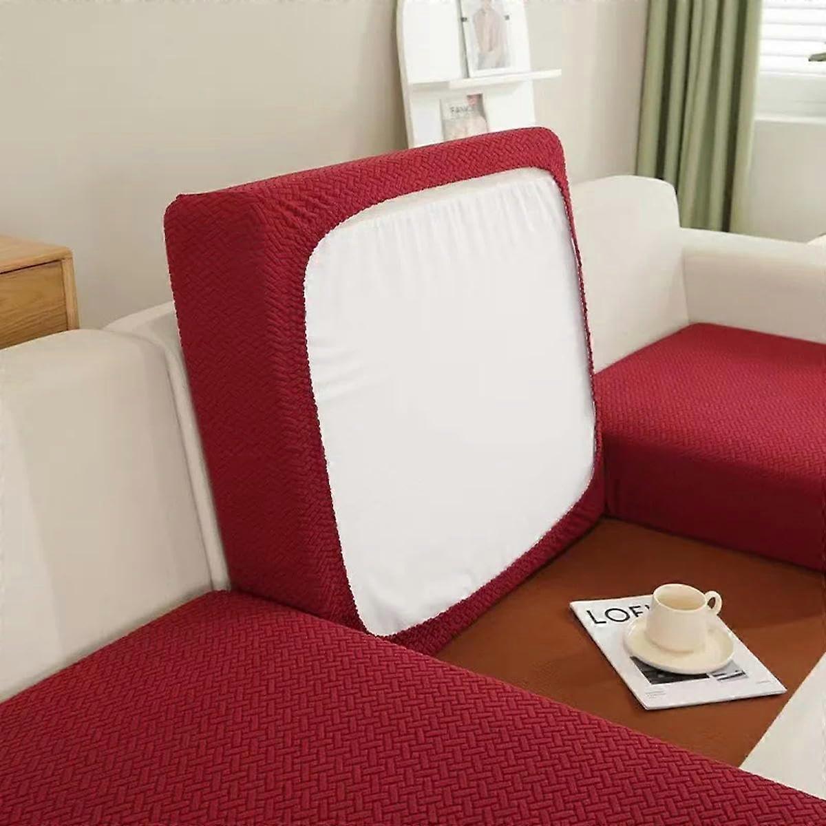 Jacquard Sofa Seat Cover Elastic Sofa Cover Protector Couch Cover for Sofa Antidust Removable Sofa Cushion Cover Wine Plus Size (L)1pc