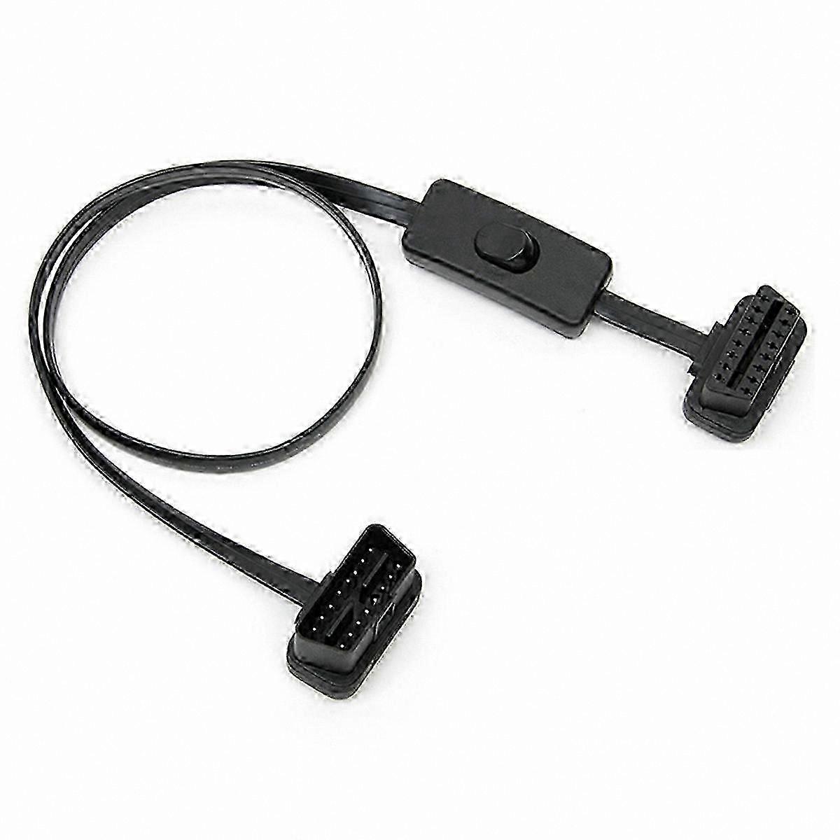 Right Angle OBD2 Extension Cable with Power Switch - 60CM Diagnostic Tool Adapter