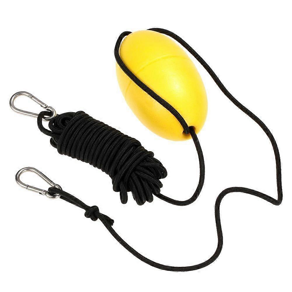 Kayak Drift Anchor Tow Rope Tow Line 9.1m/30ft Long Nylon Rope Stainless Steel Clips Kayak Accessory (Yellow)