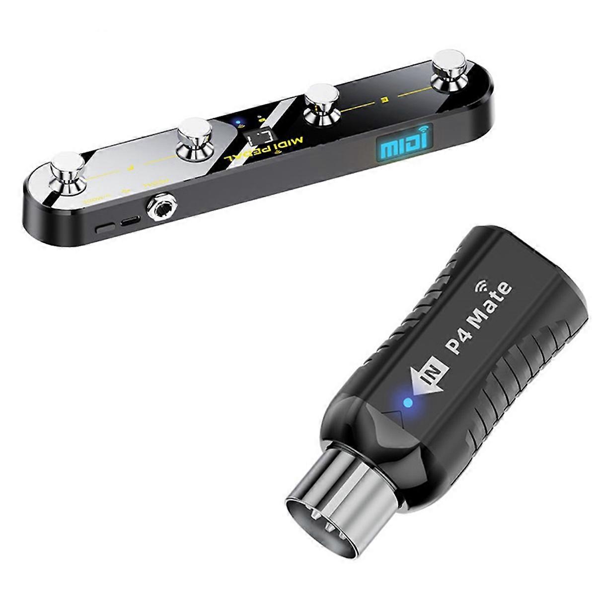 Wireless MIDI Adapter Audio Transmitter Receiver Foot Controller