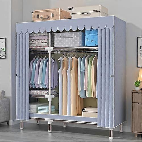 Fabric Wardrobe Organizer with Hanging Rail, Triple Shelf Storage for Clothes and Accessories, SpaceSaving Closet Solution 130x45x170cm