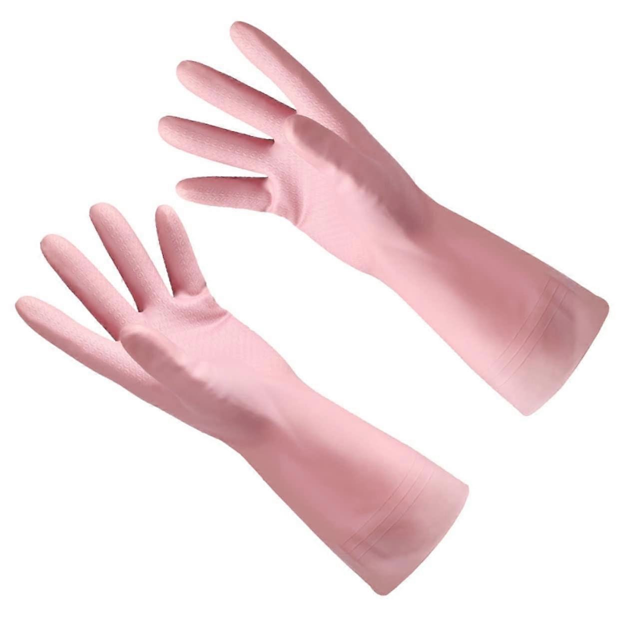 Thin Rubber Waterproof Dishwashing Gloves for Household Cleaning Reusable Kitchen Gloves Pink Size M Ref: 8381