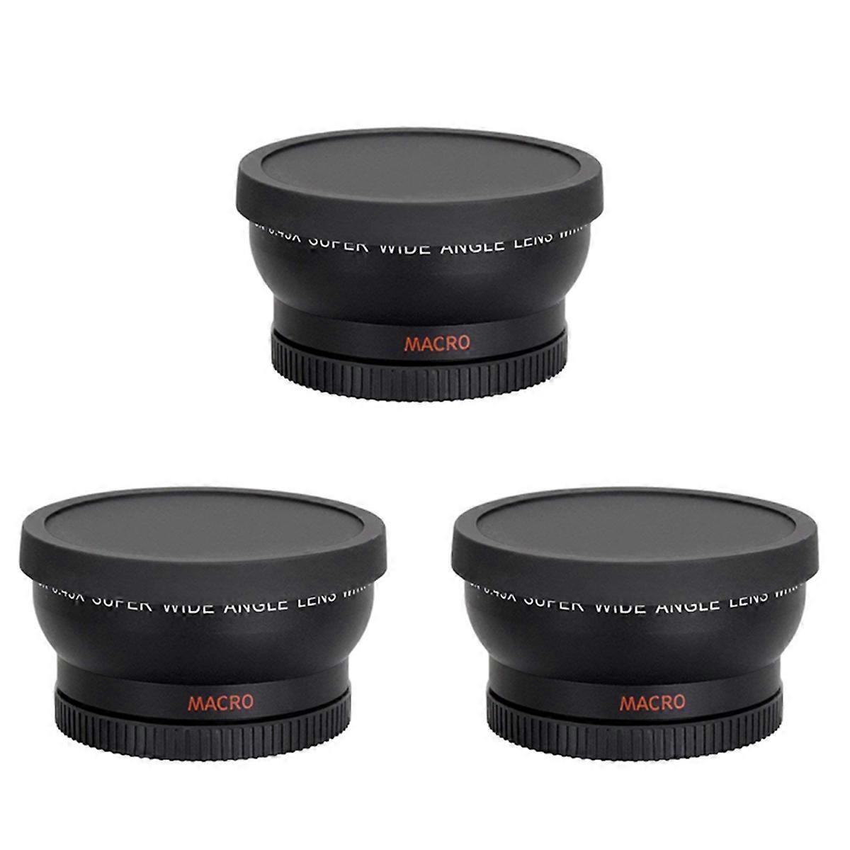 3 Pcs 58MM Wide Angle 0.45X Converter Lens with Macro Close-Up Attachment for Rebel T6S,T6I,SL1,T5,T