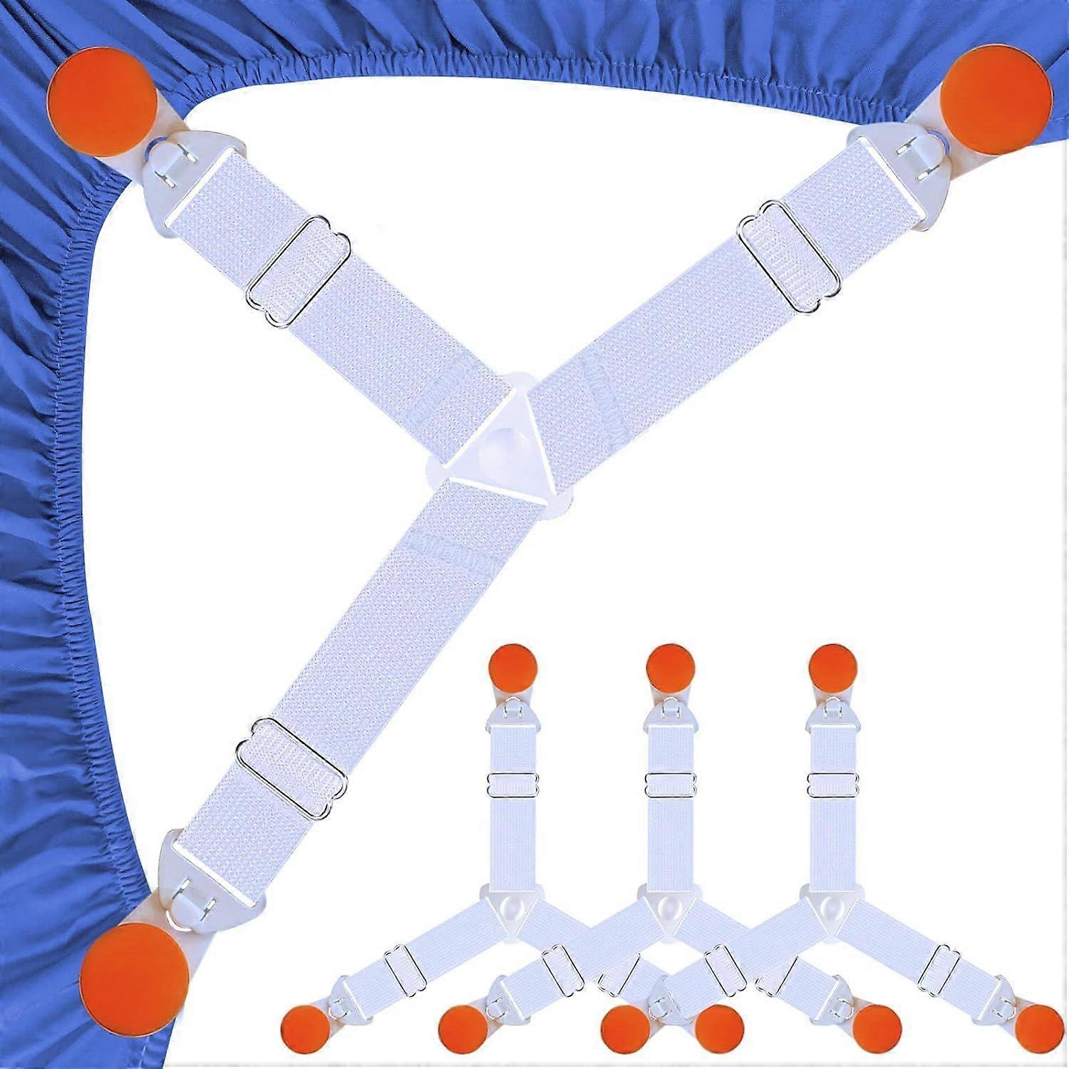 Bed Sheet Straps, 4 PCS/12 Clips Bedside Installation Fitted Sheet Clips