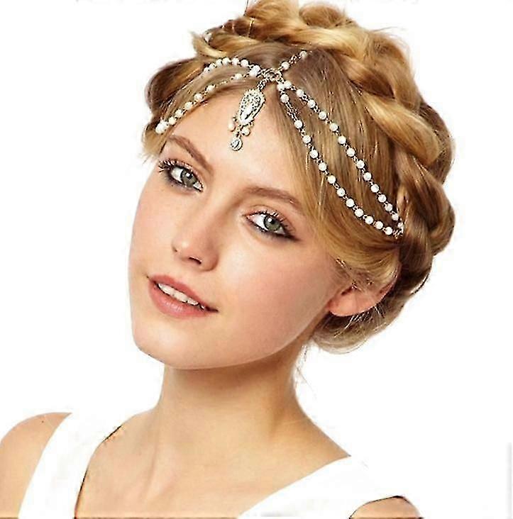 Moda pırlanta işlemeli imitasyon inci püskül kafa bandı