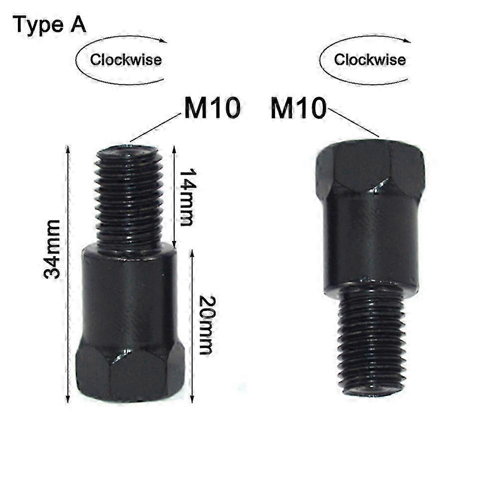 1pc10mm Clockwise Mirror Adapter Black Steel Metal Heighten Rearvie...