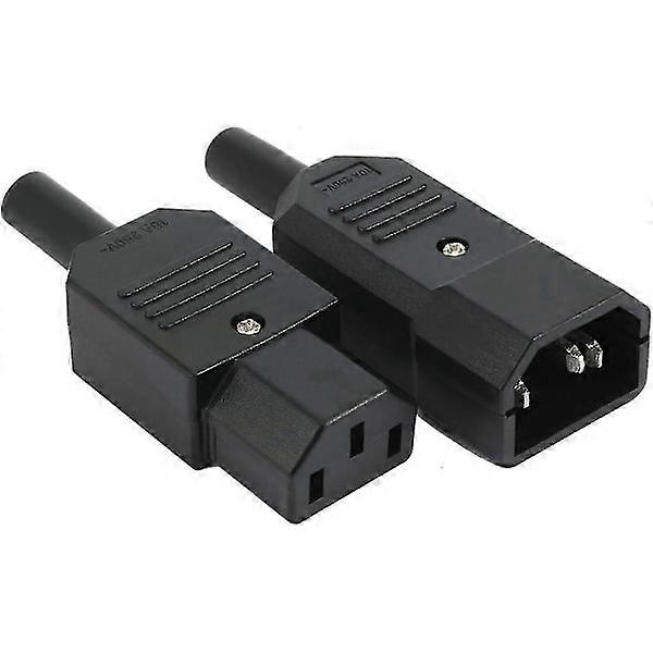 1 Pair AC250V 10A IEC C14 Male C13 Female, 3 Pins Terminals Inline Adapter Connector Power Socket