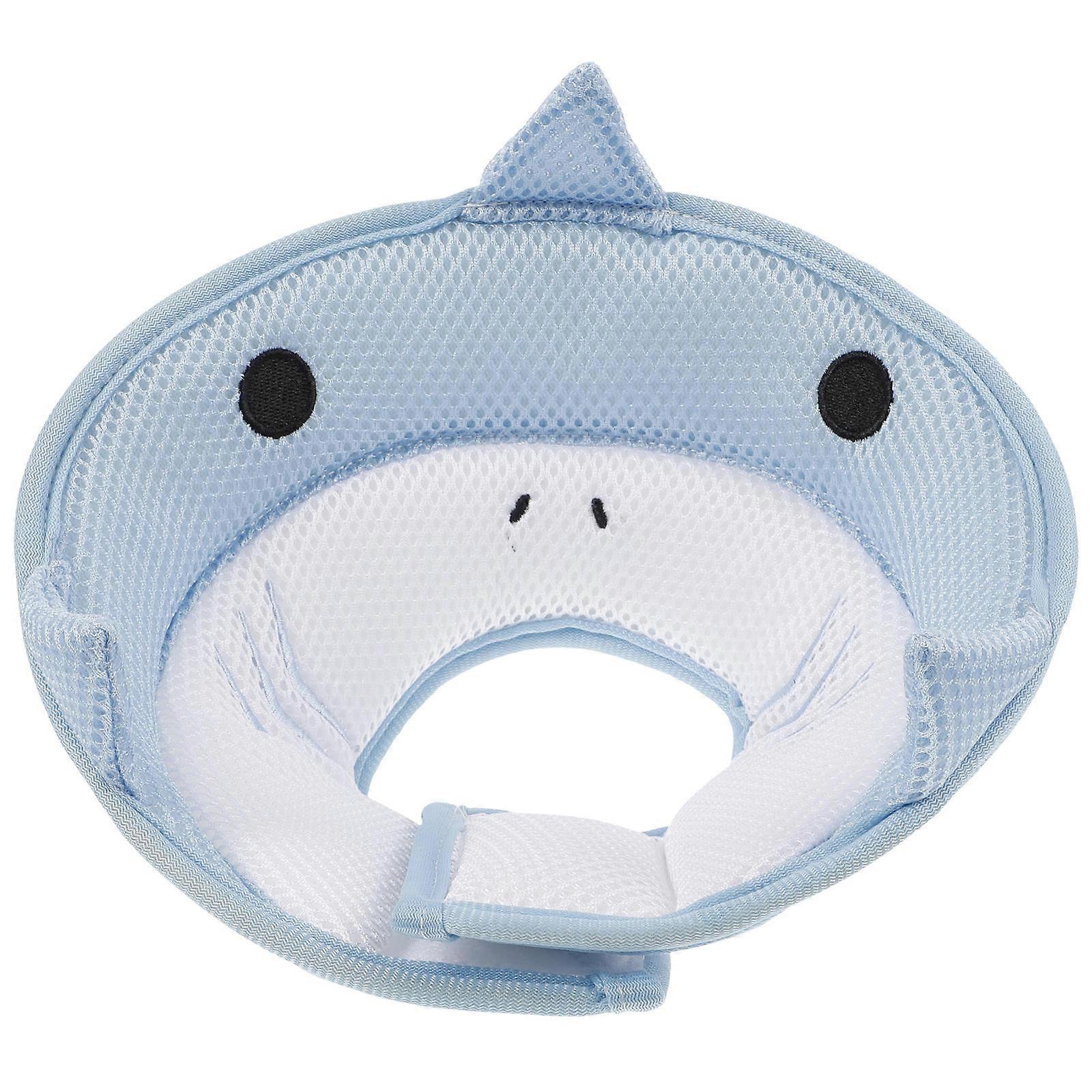 Whale Shape Cat Recovery Collar Prevent Licking Wounds Sky-Blue Polyester 1Pack