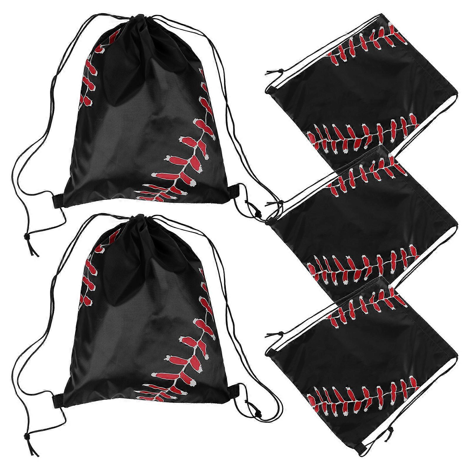 Baseball Laundry Hamper Softball Drawstring Backpack Waterproof Fitness Activities Multifunctional Design 5Pcs