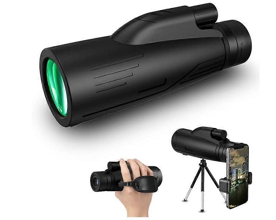 New 2024 12X50 Monoculars Telescope for Adults high Powered Monoculars with Smartphone Adapter & Metal Tripod BAK4 Prism Monocular(Black)