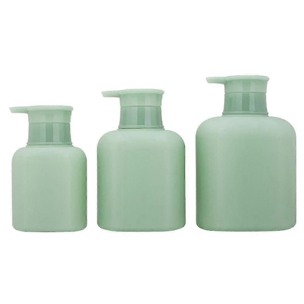 3pcs/set 300ml500ml750ml Square green PET Plastic Press Empty Pump Bottles Press Emulsion Dispensing Bottle For Storing Shampoo