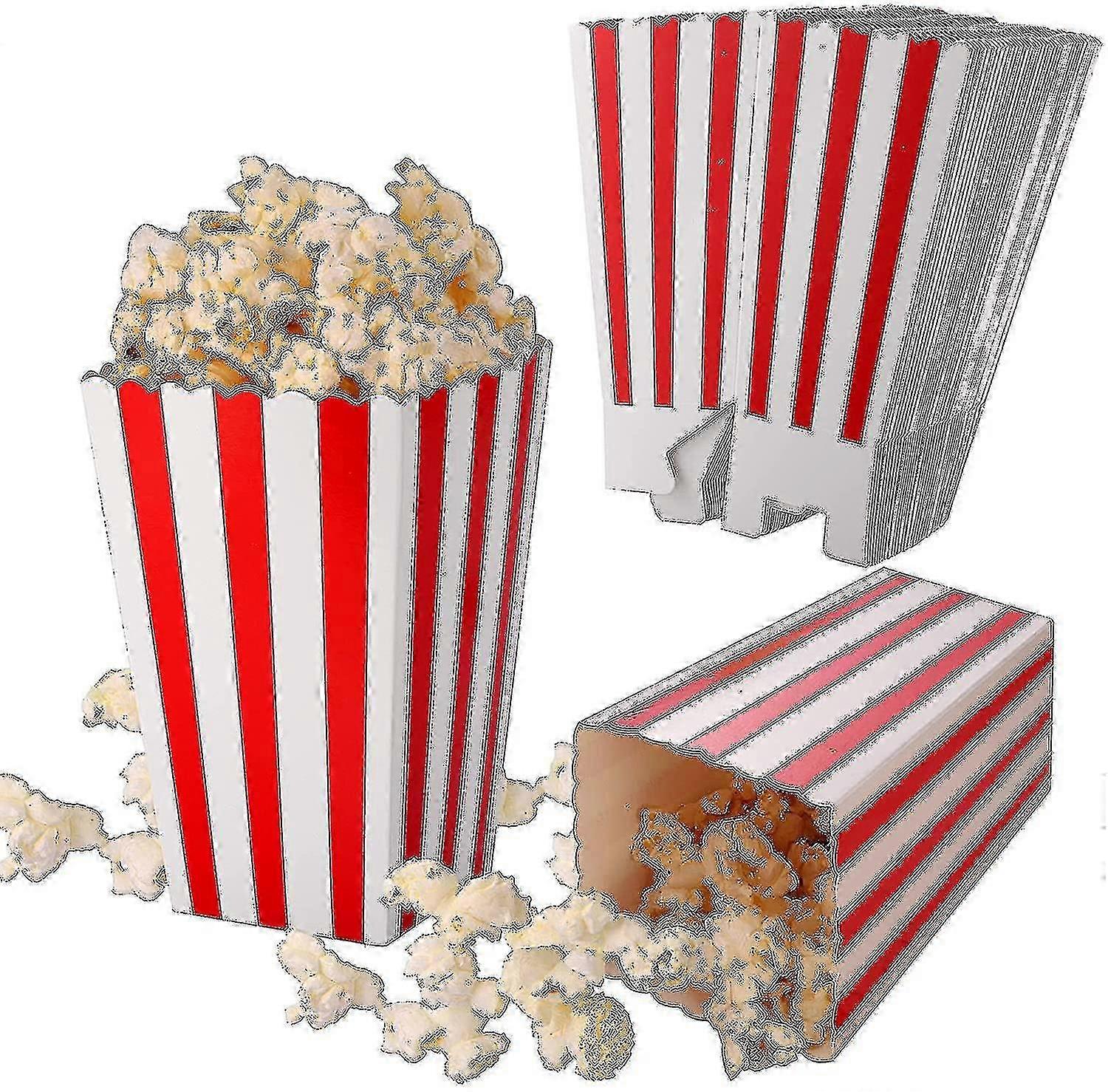 2025 50 Pcs Popcorn Boxes Red And White Striped, Small Paper Candy Containers, Retro