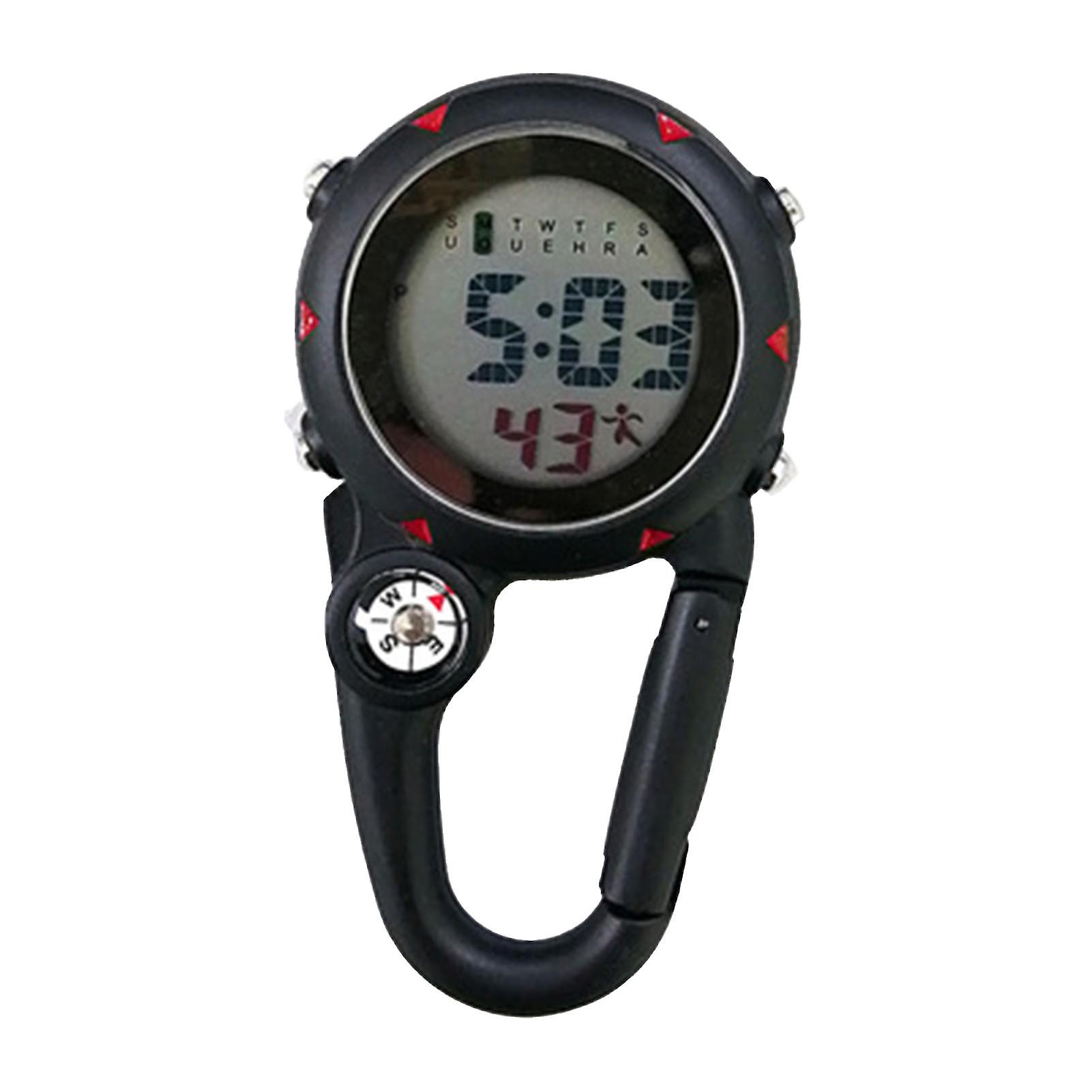 Digital Carabiner Watch Luminous Anti-scratch Precise Backpack Belt Pocket Clip On Watch For Outdoor
