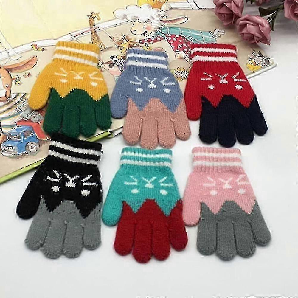 6 Paar Kinder Fingerhandschuhe Herbst Winter Warm Handschuhe Fustlinge Mit Plsch Futter S Gloves Skihandschuh, 3-8 Jahre Alt, Skifahren Snowboarding S