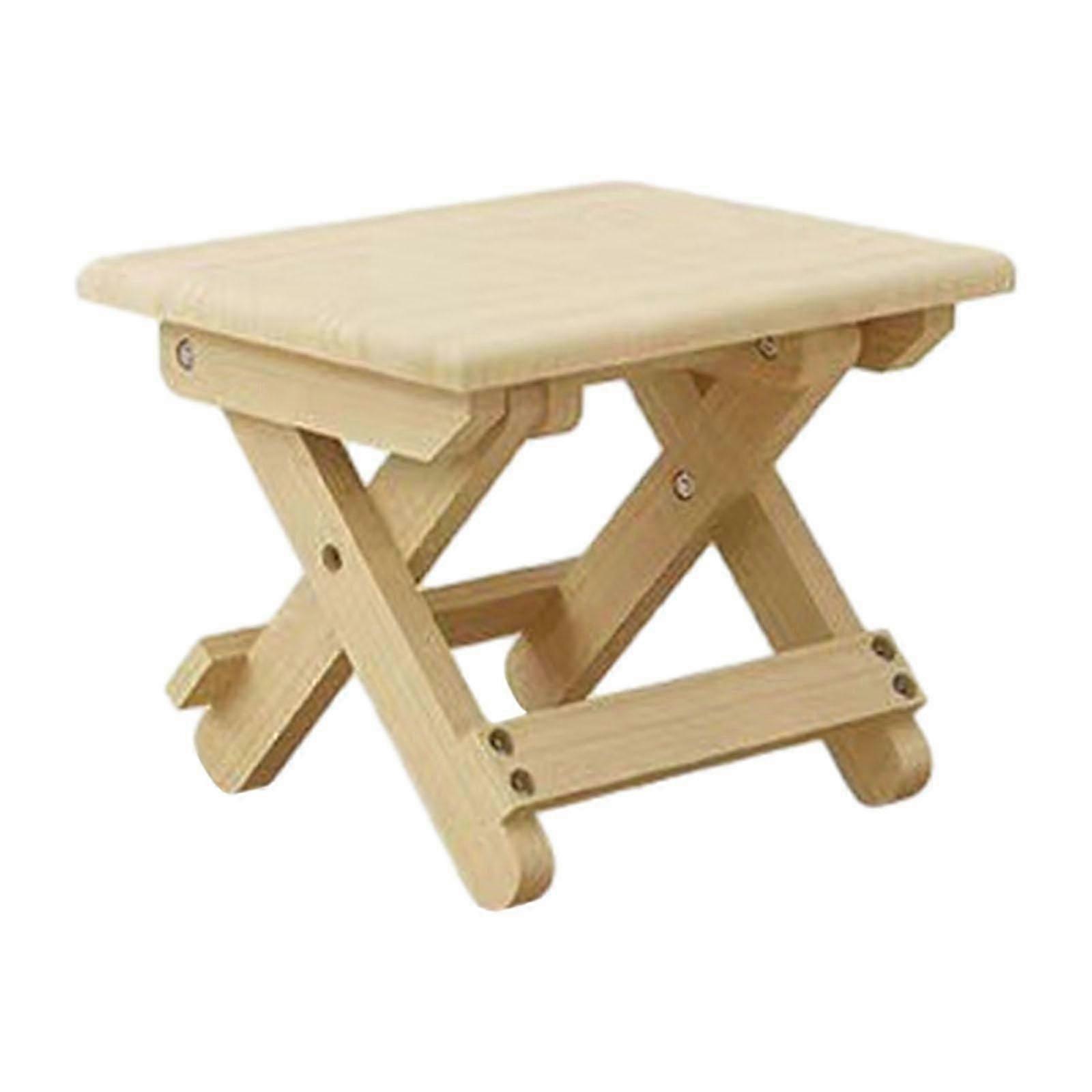 Compact Folding Wood Stool Backyard Stool Reinforced Crossbar Picnic Stool for