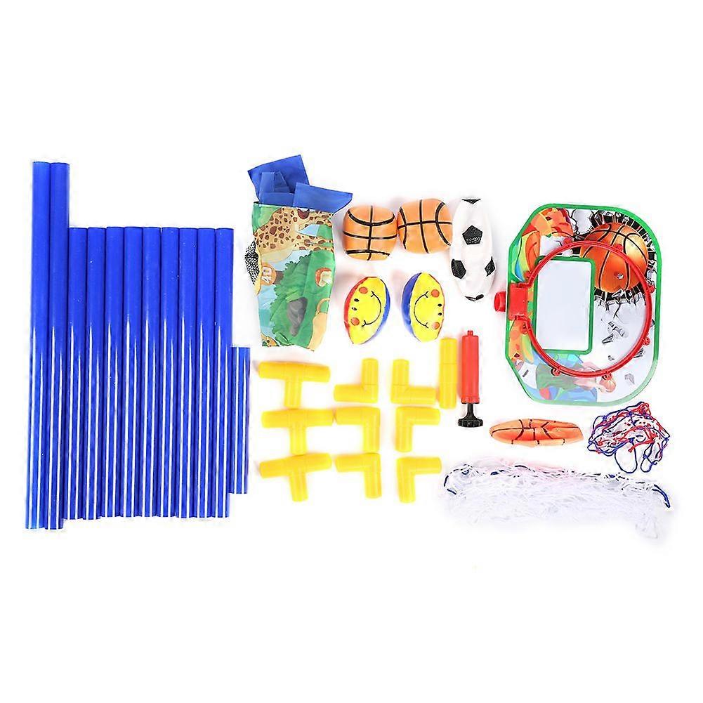 Mini Children Outdoor Sports Ball Rack Football Goal Basketball Stand 3 In 1 Combination Multi Player Exercise Toy
