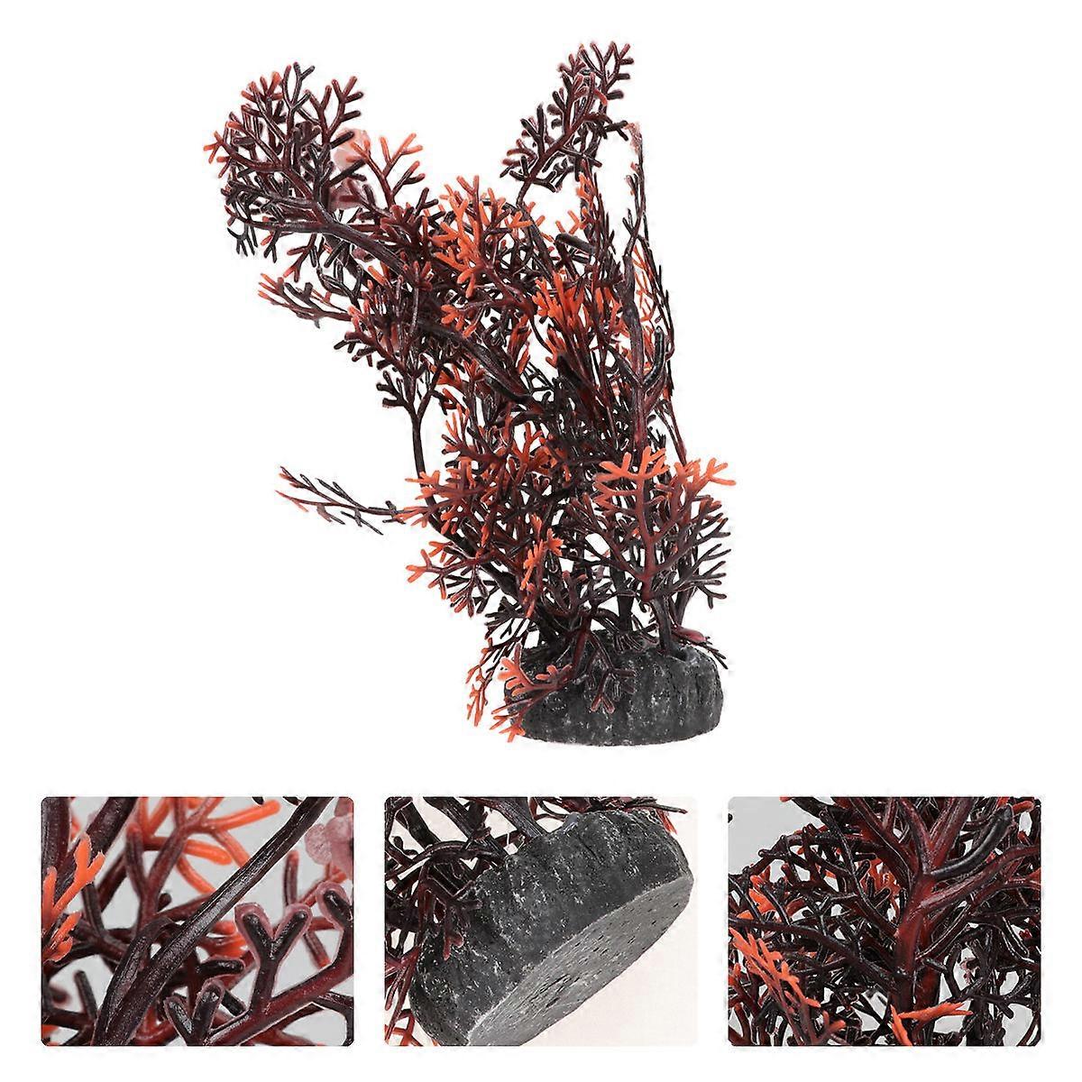 Artificial Aquatic Plants Plastic Decorations for Decor 2Pcs Coffee Color