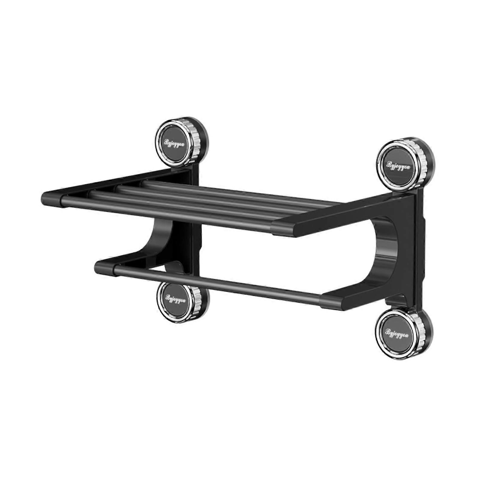 Towel Rack Bathroom Shelf with Suction Cups, Removable Wall-Mounted Towel Holder in Gun Grey, 44x24.5x24.5cm