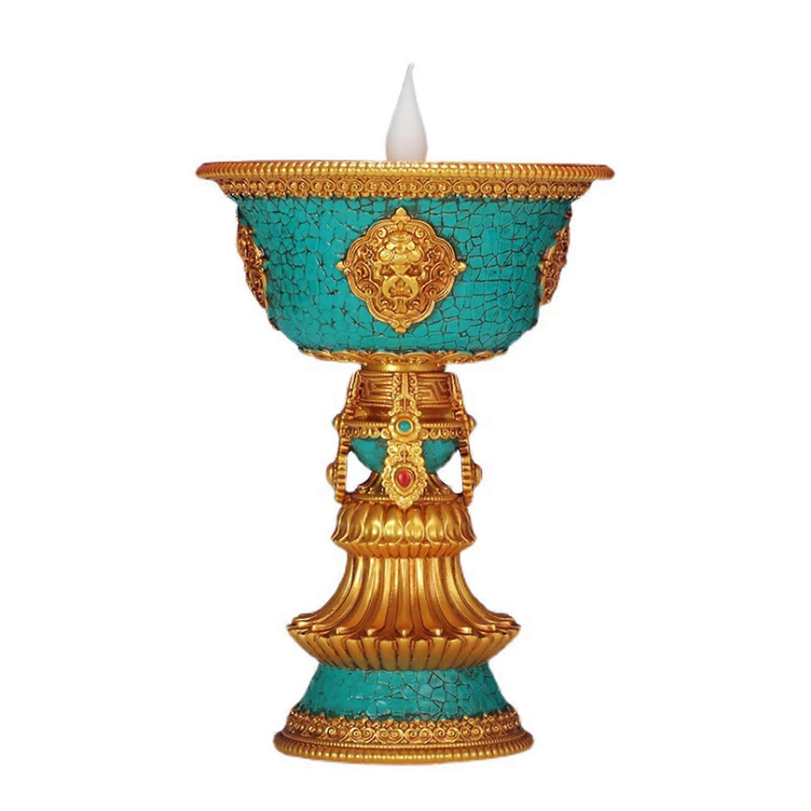 Tibetan LED Candle Butter Lamp Smokeless Flameless USBPowered Light Buddhist Candle Holder For Home Decor